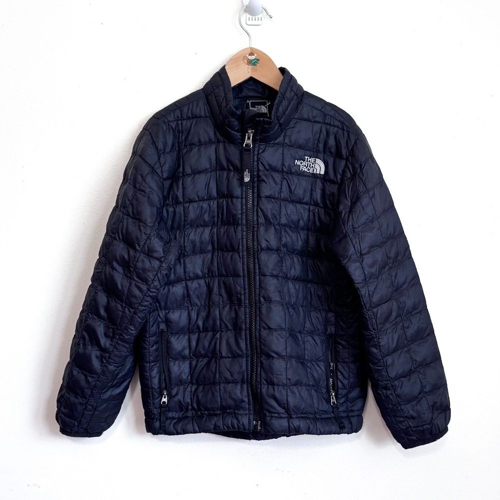 The North Face Boys ThermoBall Quilted Puffer Jacket XS 6 Black PrimaLoft Coat